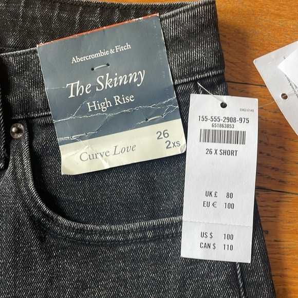NWT Abercrombie & Fitch The Skinny High Rise Curve Love in Black - Picture 6 of 7